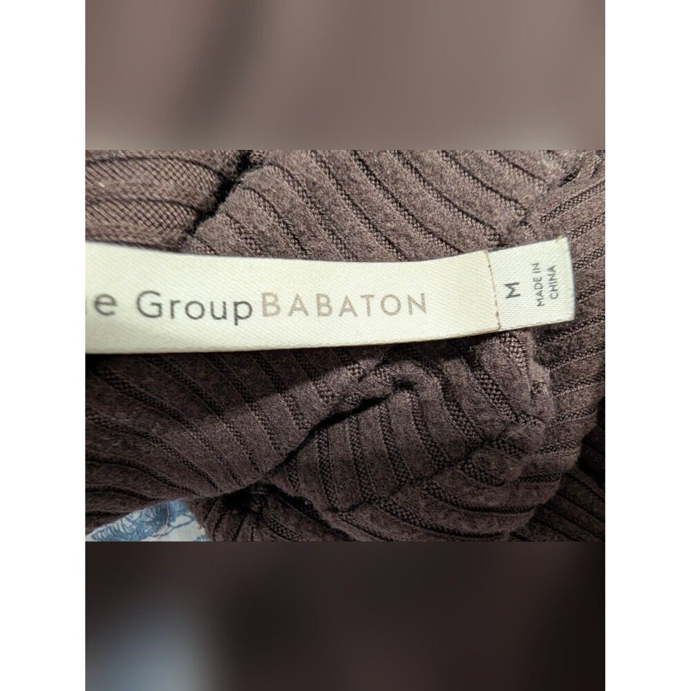 Babaton Traverse Brown Rib Turtleneck Top Medium Quiet Luxury Minimalist Cozy - Picture 4 of 6